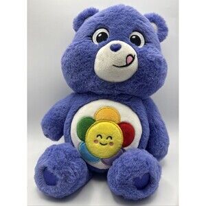 Care Bears Togetherness Bear Plush 14” Purple Rainbow Flower Belly 2021